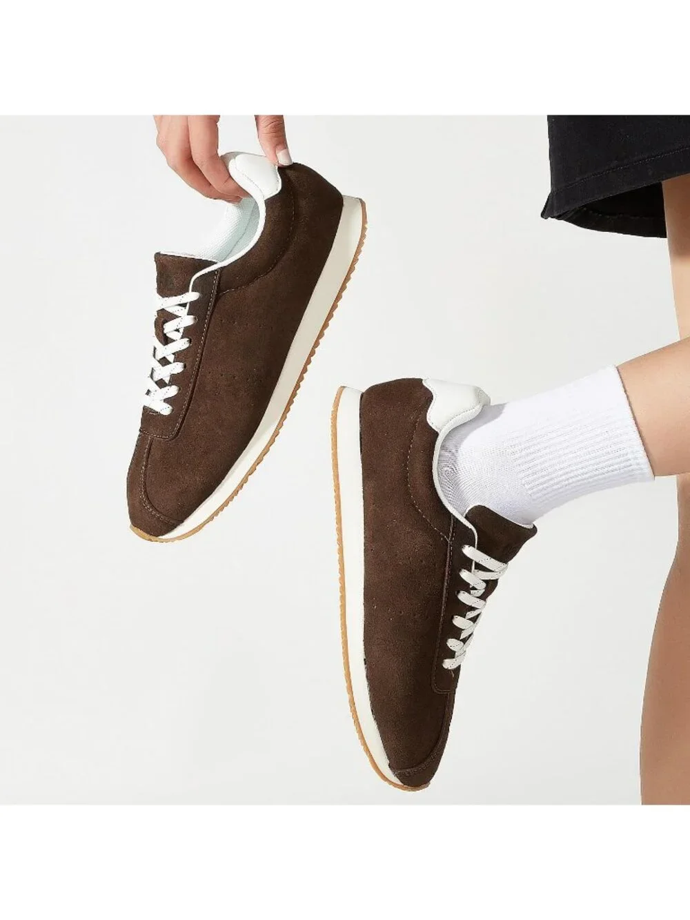 Women's Brown Comfortable Low Top Classic Retro Running Lightweight Sneaker Shoe